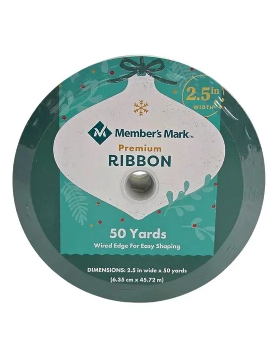 Members Mark 2.5" Premium Wired Edge Ribbon 50 Yards Masculine Pinecone Pattern - Picture 4 of 5